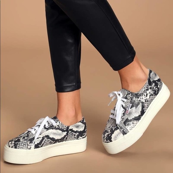 Superga Shoes - Superga Women's 2790 Grey White Snakeskin Platform Sneakers Size 8